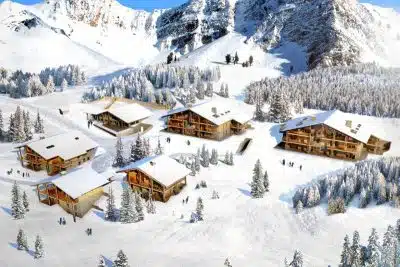 chalets sous la neige