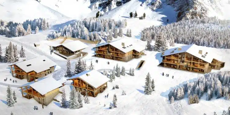 chalets sous la neige